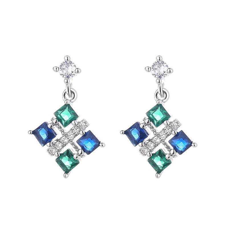 AZURE LEAF Tassel court style diamond fashion earrings