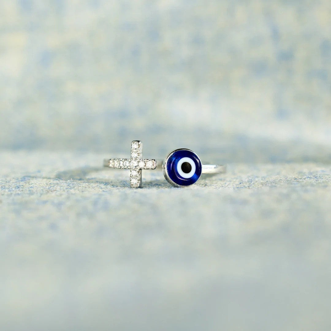 AZURE LEAF Devil's Eye diamond set rings for men and women