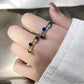 AZURE LEAF Sapphire Double-Layered Full Diamond Open Ring